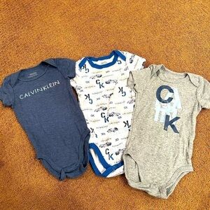 Calvin Klein 3-6 Month Cotton Short Sleeve Onesie Bundle of 3